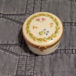 Limoges Floral Trinket Box with Gold Accents